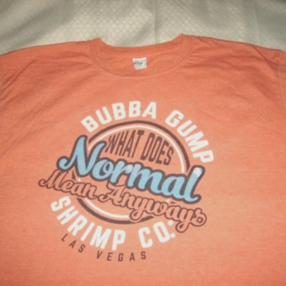 T Shirt Bubba Gump Shrimp Co. Las Vegas XL TG EG Orange Gildan Softstyle